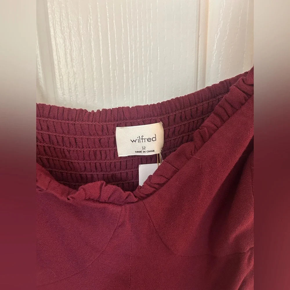 NWT Aritzia Wilfred Fable Sweetheart top Dress Spiced Burgundy Size 12 - Picture 3 of 9